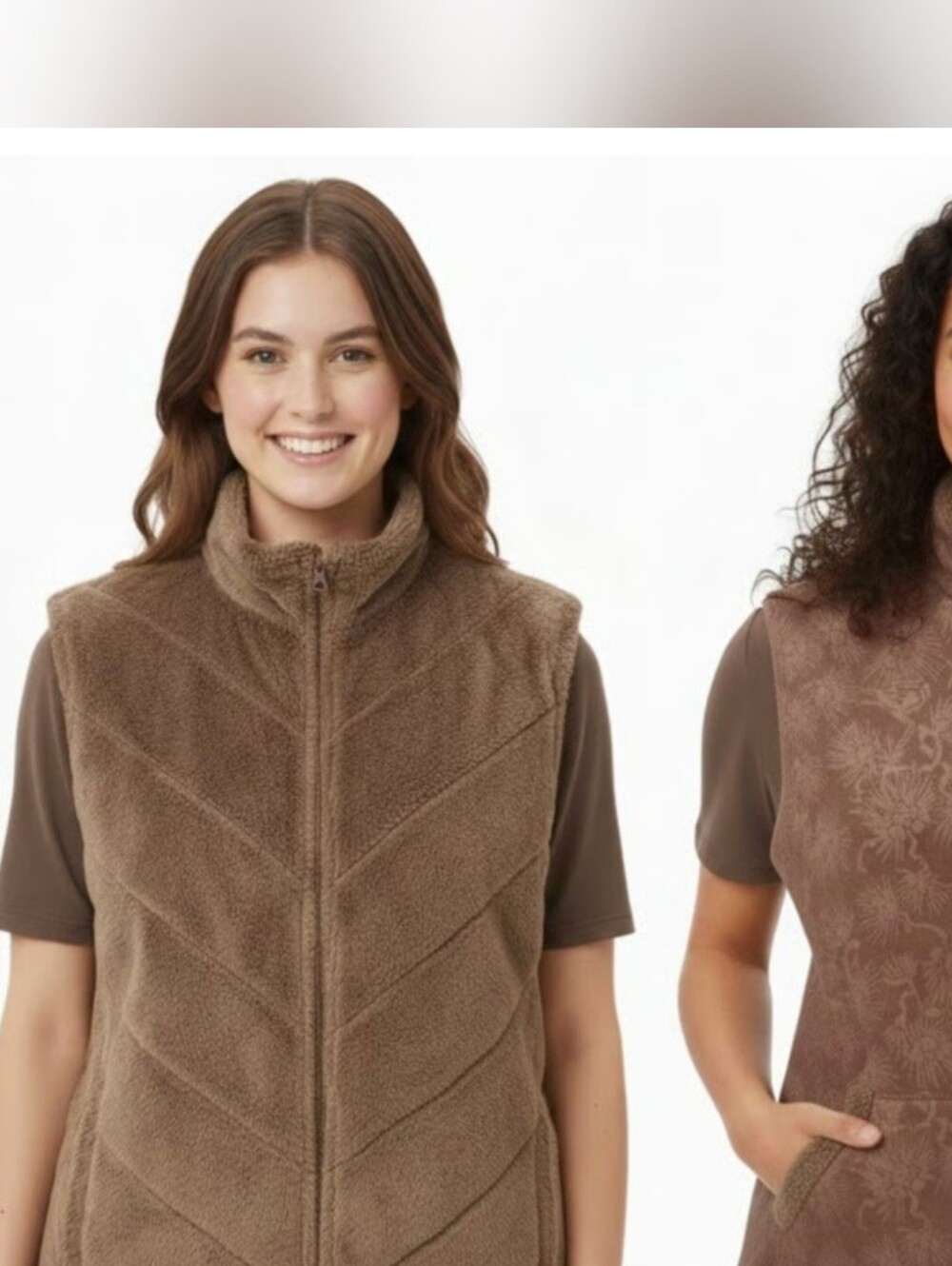 Columbia Womens Size 1X Reversible Brown Fleece/ Corduroy Zip Vest